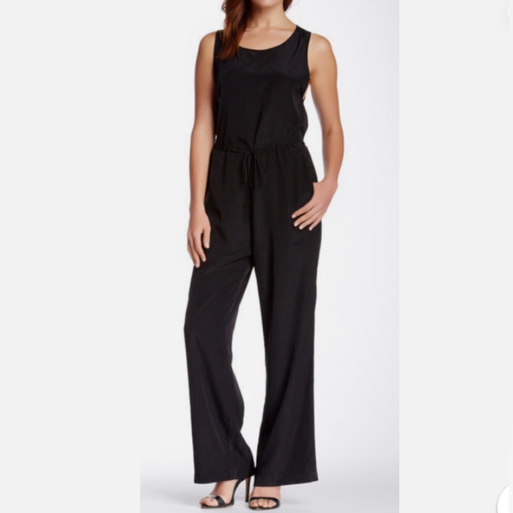 Zoa Lower Back Tank Drawstring Jumpsuit Black